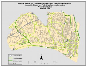 Alexandria BPAC 2011 Bicycle Census Location Map