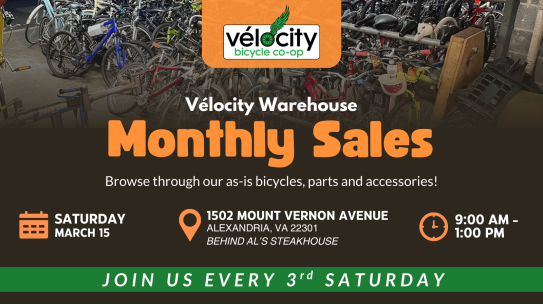 Monthly As-is bike sale March 15 9am – 1pm